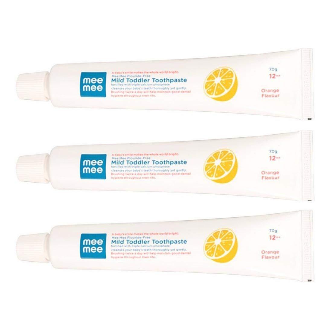 Mee Mee Mee Mee Fluoride Free Orange Flavor Toothpaste, 70g (Pack of 3)