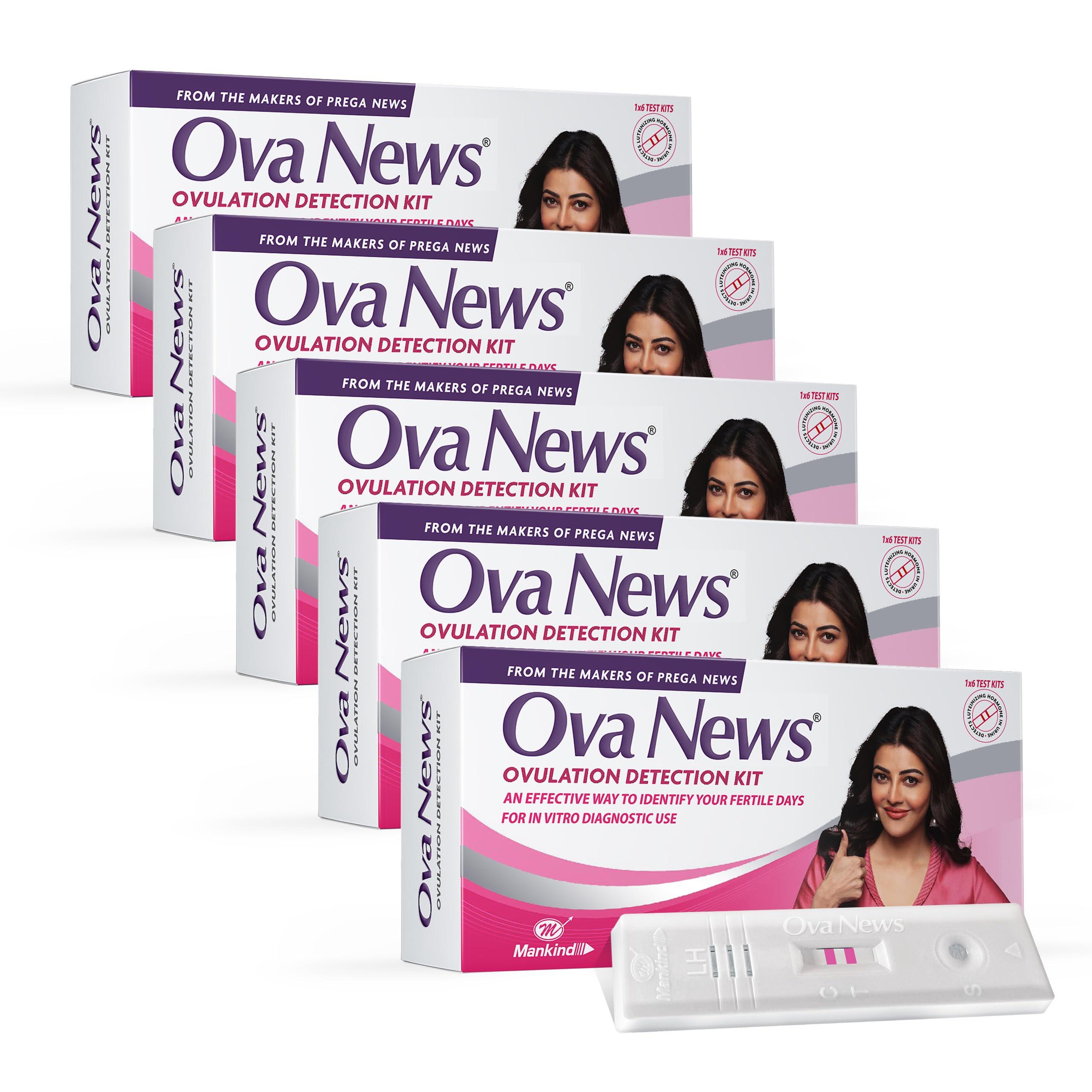 Ova News Ova News - Ovulation Detection Kit from Prega News | Identifies 5 Most Fertile Days to Conceive in 5 Mins (Pack of 5)