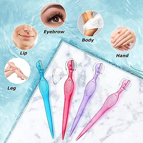 Honoson Lip Razor for Women Portable Face Razors for Women Facial Hair Razor Women's Shaving Hair Removal Tool Dermaplaning Tool Eyebrow Hair Trimmer with Safety Cap for Makeup Face Care, 4 Colors (16)