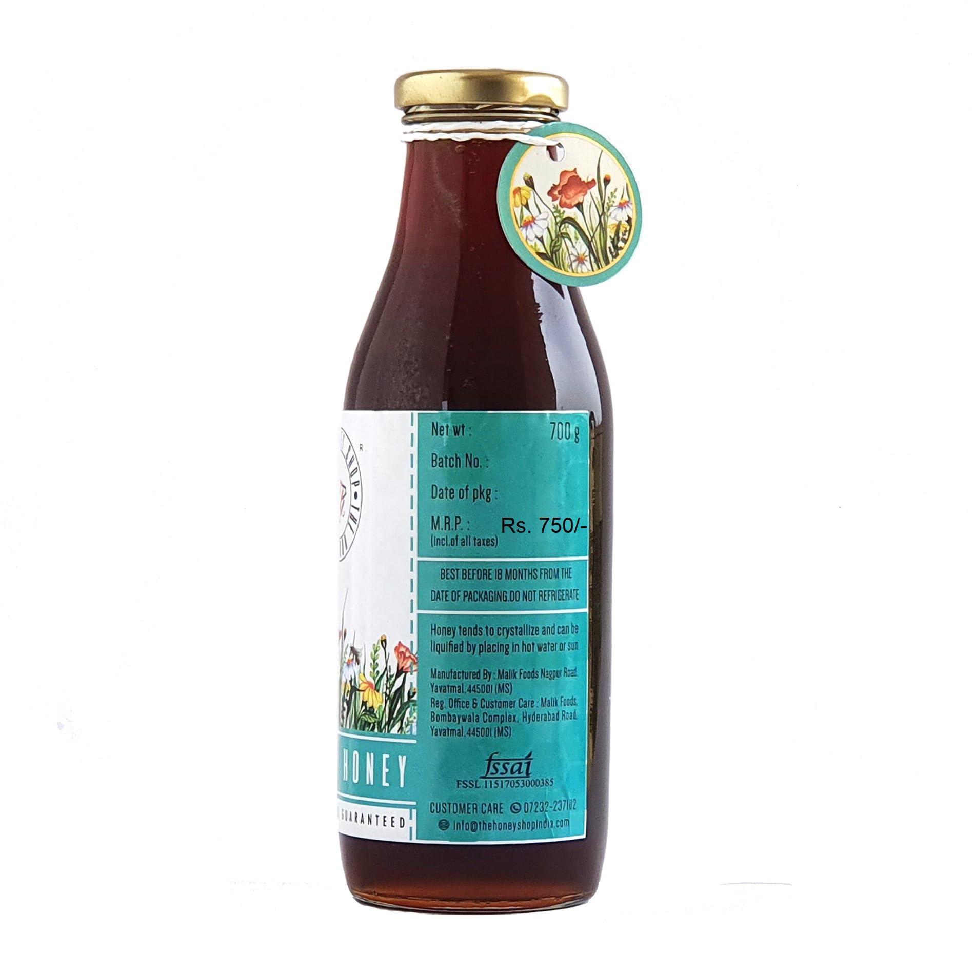 The Honey Shop THE HONEY SHOP Raw Organic Forest Honey, Wild, Unprocessed, Unheated, Non Pasteurized, Original Honey 100% pure and Natural, Collected From Deep Forest Apis Dorsata (700g) - Pack of 1