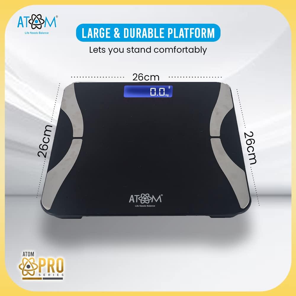 Atom XS ATOM Smart Bluetooth Digital BMI Scale With 19 Body Compositon Parameters Synced with Mobile App |Smart BMI Scale 180Kg | Atom A 1010 Smart Personal Scale