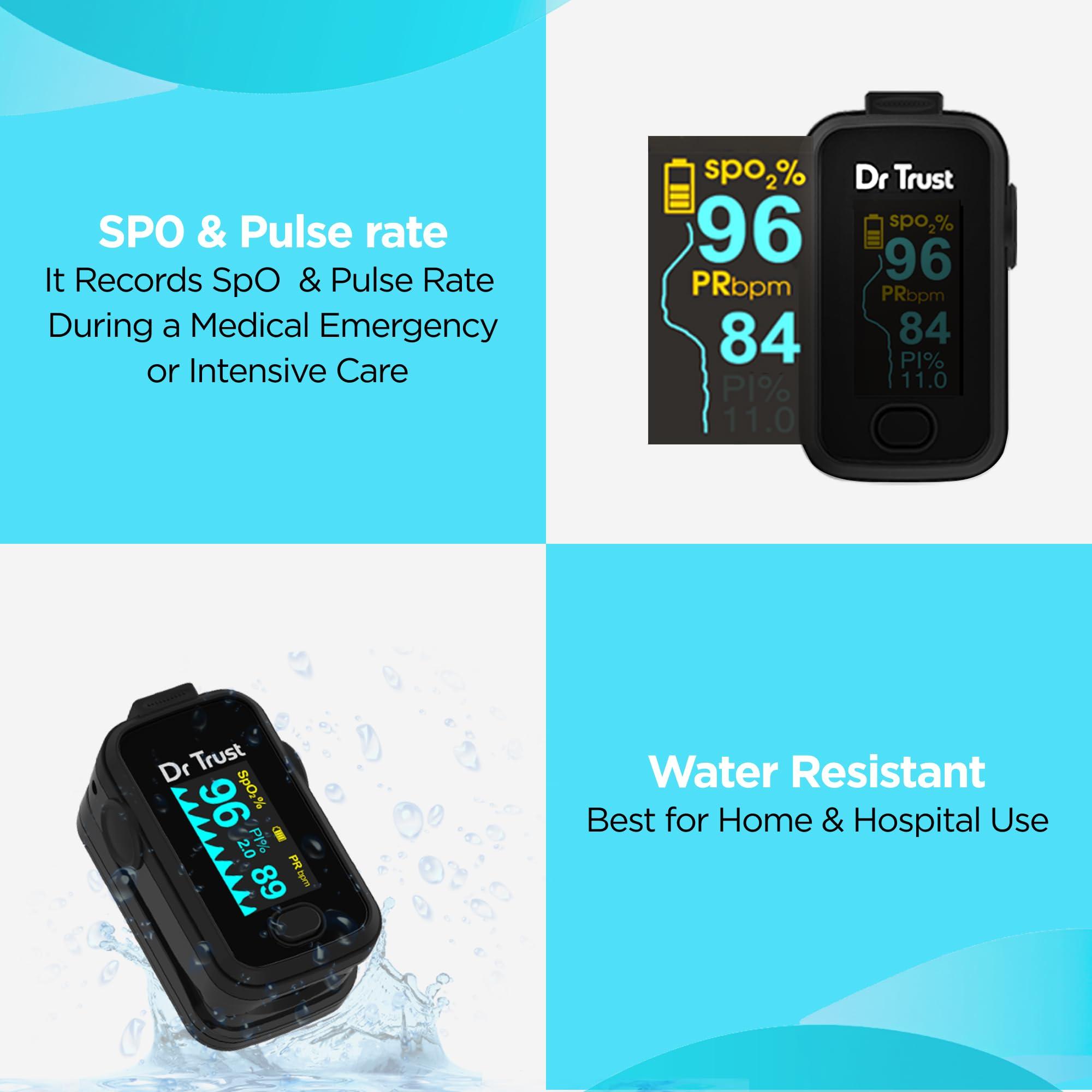 Dr Trust Dr Trust Signature Series Finger Tip Pulse Oximeter With Audio Visual Alarm (Midnight Black)