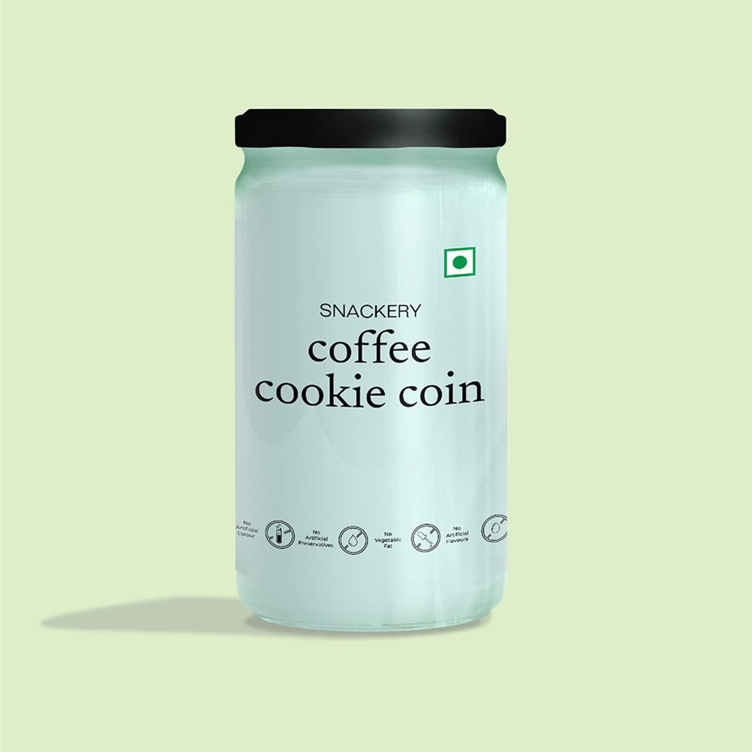 Snackery Snackery Coffee Cookie Coins, 198 gm, Individually Wrapped, Magnesium, Phosphorus, Jar of Happiness(Pack of 4)