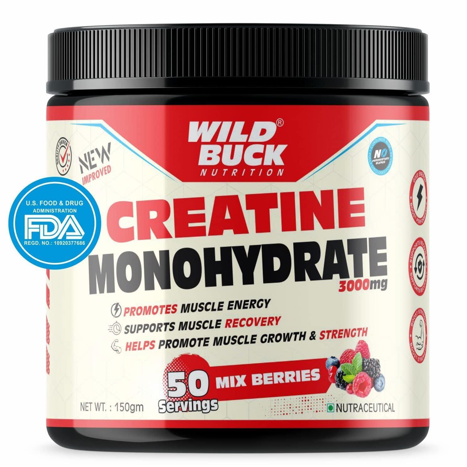 WILD BUCK WILD BUCK Hyper Charge Pre-X4 Hardcore Pre-Workout Supplement Powder with Creatine Monohydrate, Arginine AAKG, Beta-Alanine, Caffeinated Punch-For Men & Women [40 Serving, Virgin Mojito] + WILD BUCK Creatine Monohydrate Powder, Strength, Reduce Fatig