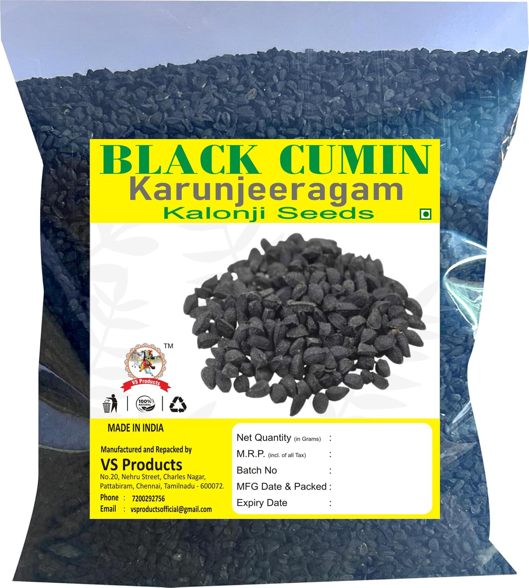 VS Products VS Products Black Cumin Seeds, 500g, Karunjeeragam Seeds, Kala Jeera, Kalonji Seeds, Nigella Seeds, Black Seeds, (Packof5X100g)