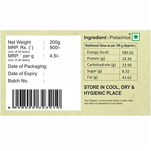 Nut Toppers Nut Toppers Pistachio Slivers 200g | Pista Flakes for Baking and Cooking, 200g for Baking and Cooking, 200g|