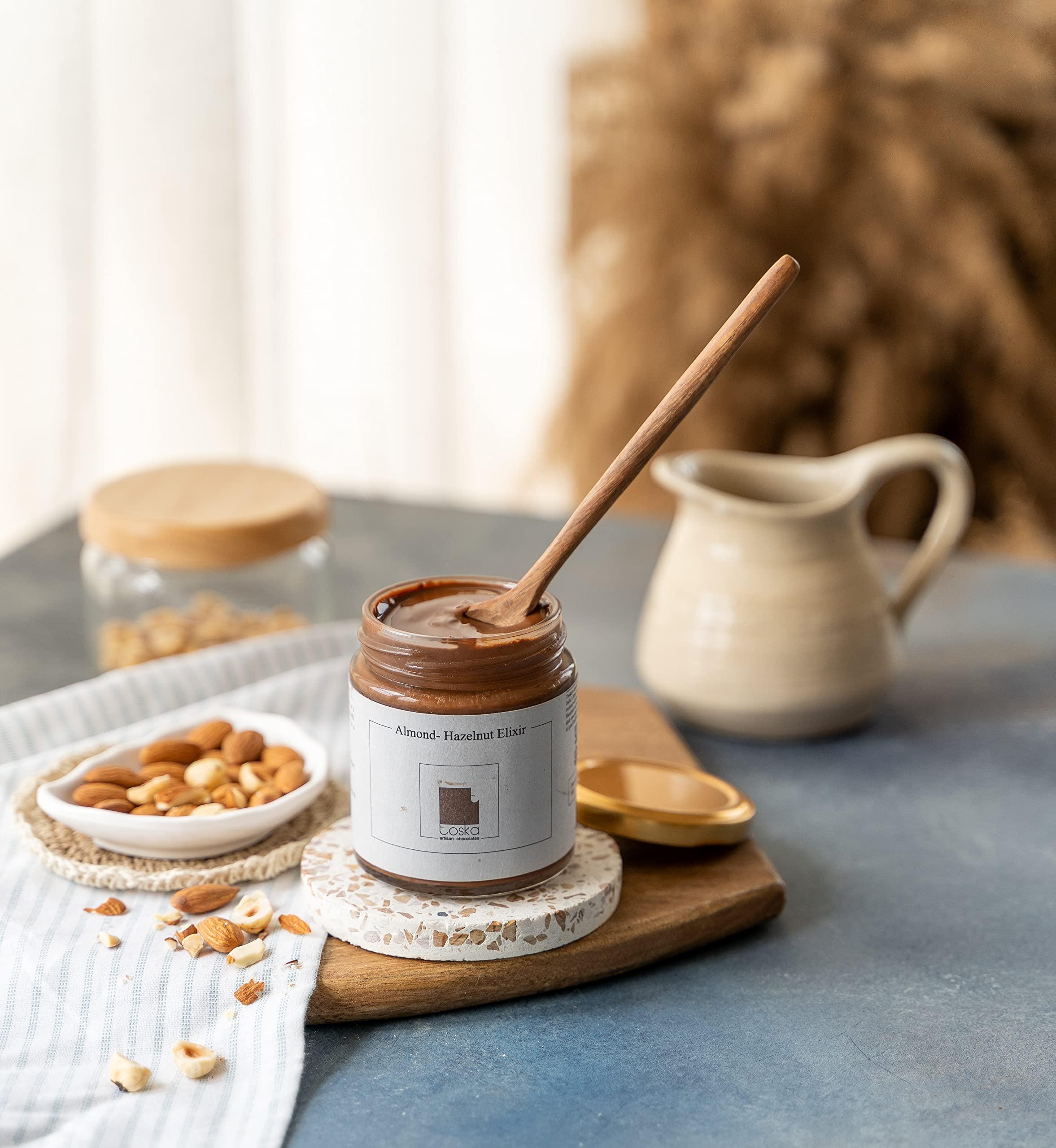 Toska Toska Chocolates | Almond Hazelnut, Hazelnut Mocha Dark Chocolate, and Hazelnut Elixir Spread | Chocolate Spread (200gms) | Vegan | Combo of 3