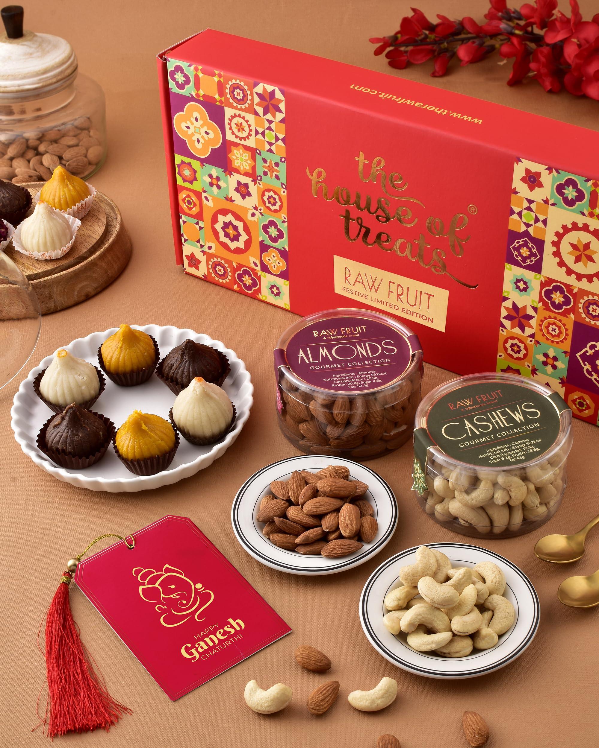 HYPERFOODS Hyperfoods Ganesh Chaturthi Sweets Ganesh Chaturthi Gifts Ganesh Chaturthi Special Gifts Modak Sweets For Ganpati Modak Peda Sweets Combo With Dry Fruits Almond Cashew