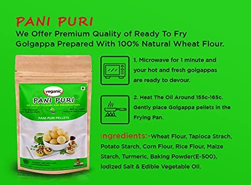 Veganic Veganic Dry Gol Gappa/ Pani Puri/ Puchka Wheat Snack Pellets | Ready To Fry Atta Golgappa Papad - 400gm