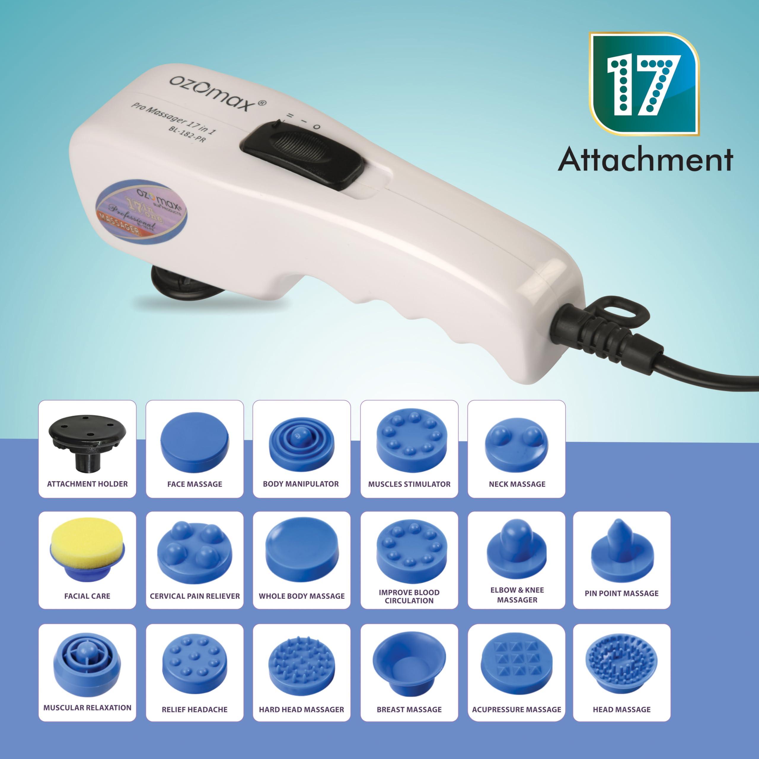 Ozomax OZOMAX Pro Massage Apparatus 17 in 1 - Advanced Relaxation & Relief System with 17 Attachments