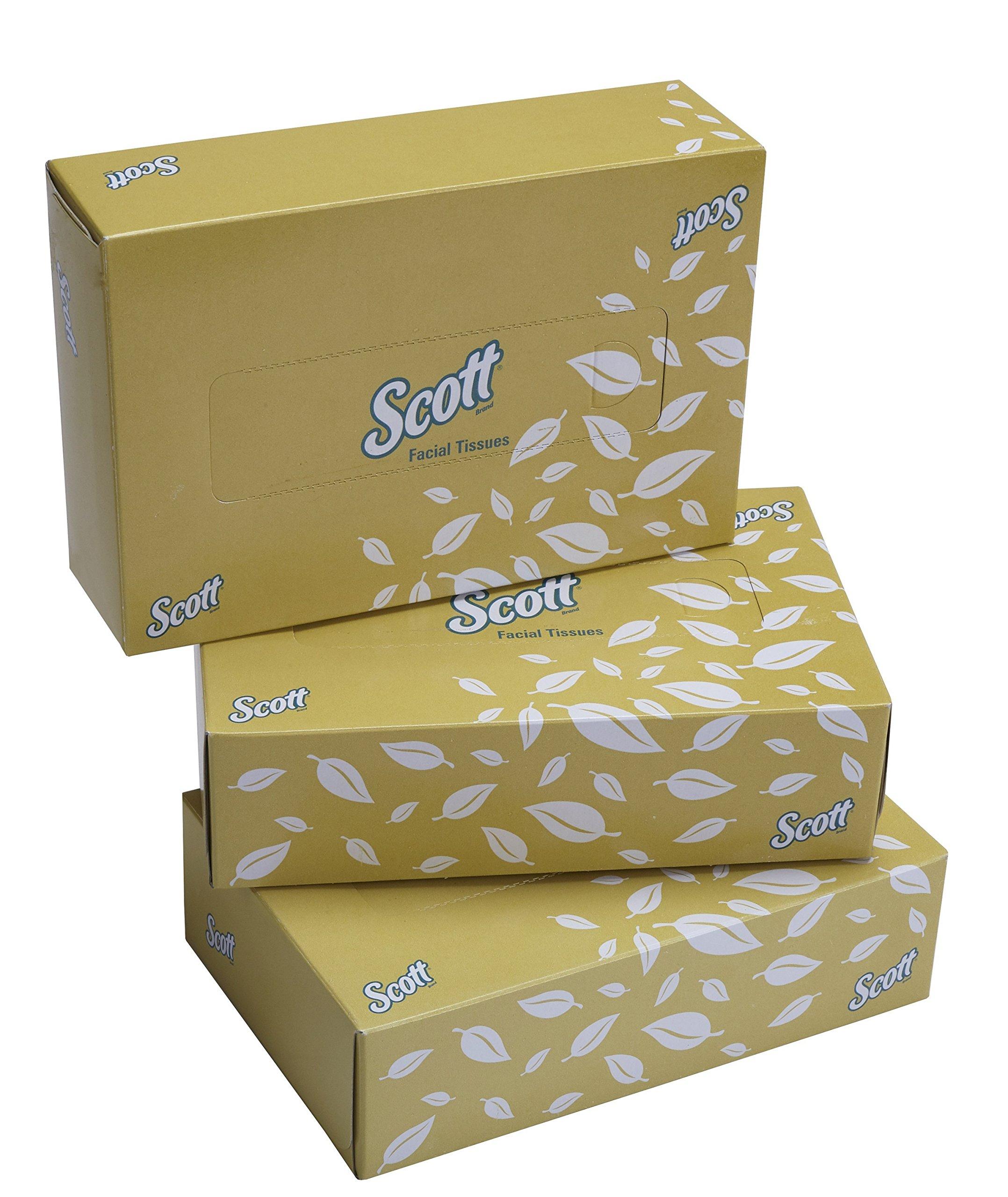 SCOTT Scott 2 ply Facial Tissue Flat Box, 100 Pulls, Pack of 3 (Total 300 Sheets) (60043)