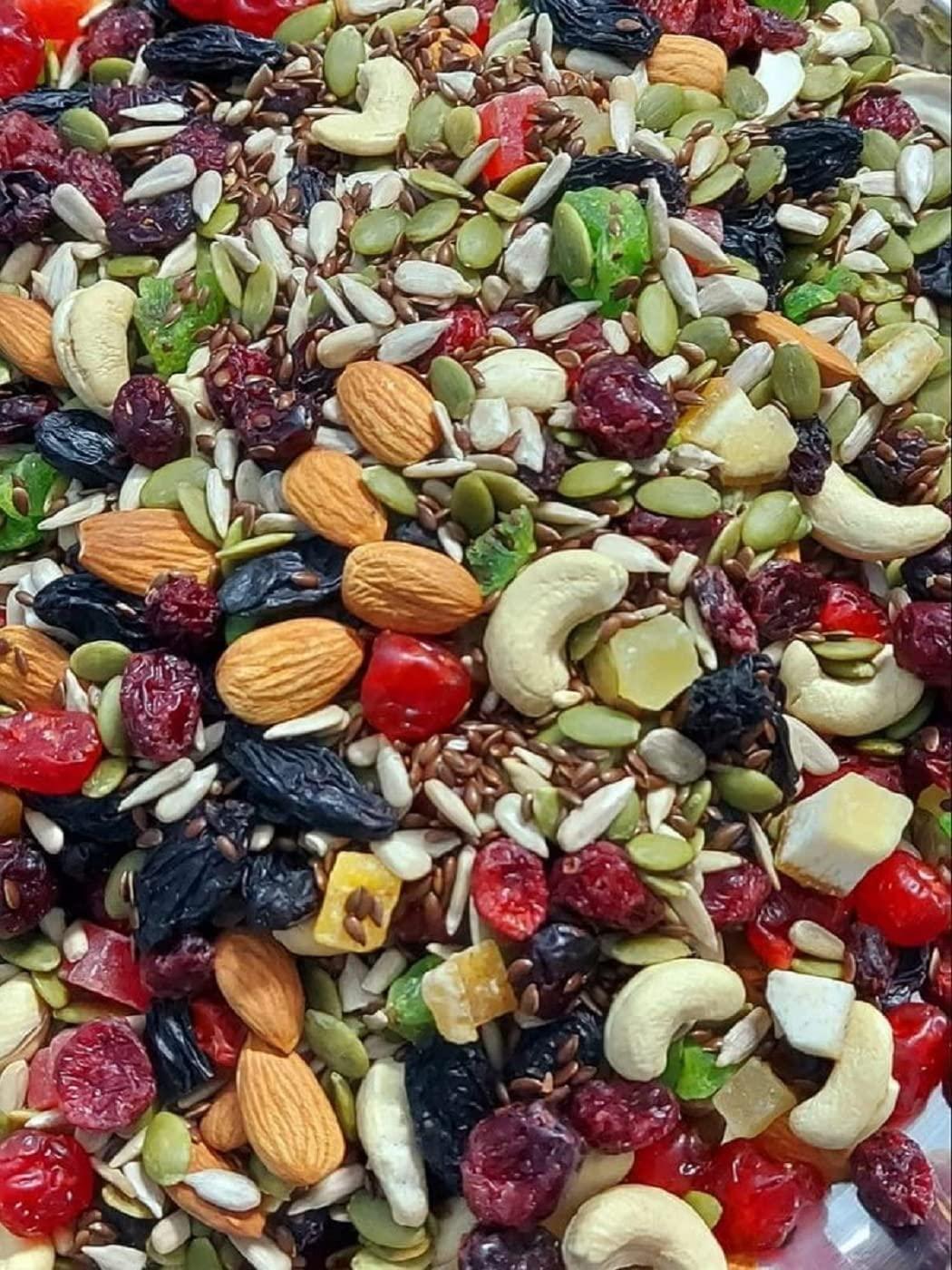 MEEWA THINK FRESH THINK US Meewa 1 Kg Mix Dry Fruits Seeds & Berries | 14 in 1 Dry Fruits Mix | Premium Trail Mix | Healthy Mixed Nuts with Dry Fruits,Seeds, Berries