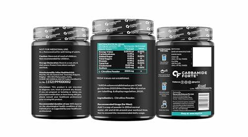Carbamide Forte Carbamide Forte L Citrulline Powder 2000mg | Boosts Nitric Oxide, Pre Workout Supplements for Men & Women - Unflavoured - 100 SERVINGS - 200g