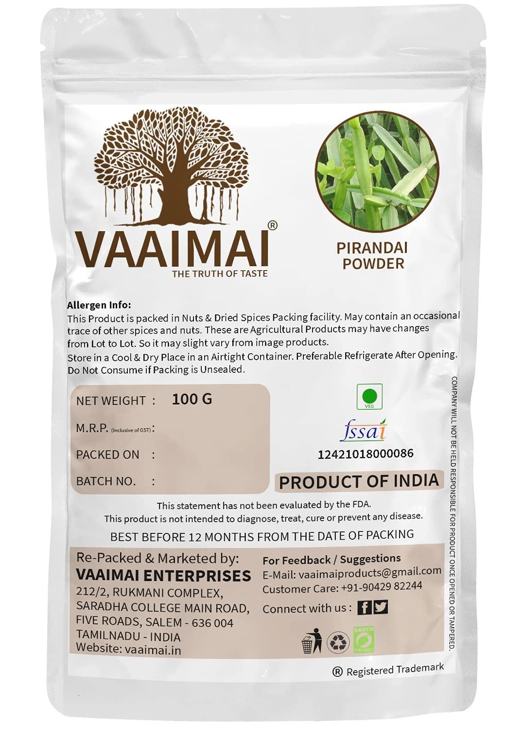 VAAIMAI VAAIMAI Pirandai Powder / Hadjod / Veld Grape / Cissus Quadrangularis, 100g
