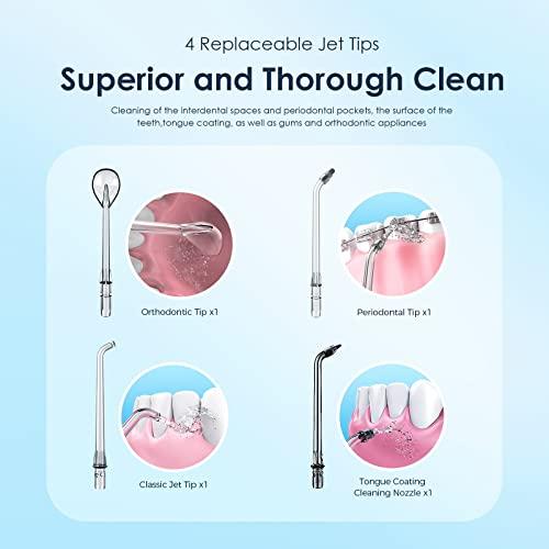 Oraimo Oraimo Power Water Dental Flosser for Teeth,Smart Cordless Oral Irrigator | 220 ml Tank Capacity| 6 Modes Quickly Clean the 99% Food Residues and Plaque| With 4 Functional Jet Nozzles | IPX7 Waterproof Water Flosser