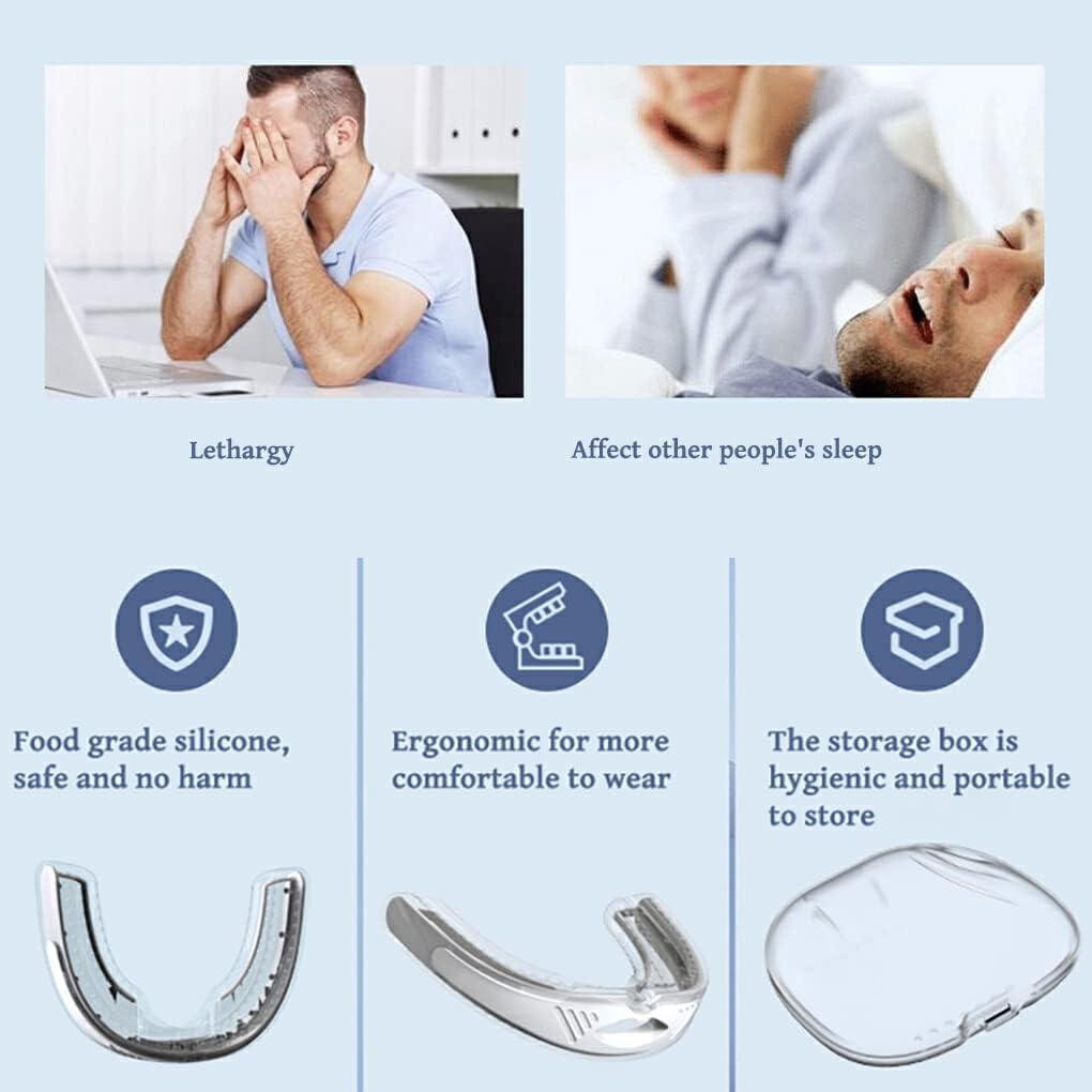 KINETIKITCH Snore Stopping Mouthpiece, Silicone Anti-Snoring Device, Lightweight & Washable, Professional Snoring Guard, Elastic & Portable, Clear Soft Gel for Comfortable Sleep (Black)