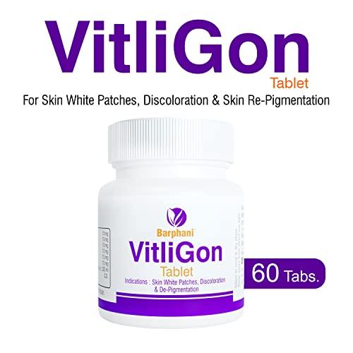 BARPHANI Barphani VitliGon Tablets - Super Effective on Vitiligo White Patches, Discolouration, De-Pigmentation, Faster Results, Helps Restricts Spread- 60 Tab Pack
