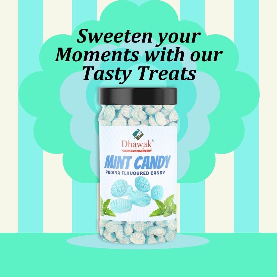 DHAWAK Dhawak Mint Candy 300 gms |Mint Flavoured Candy| Pudina Flavour Candy [Jar Pack]