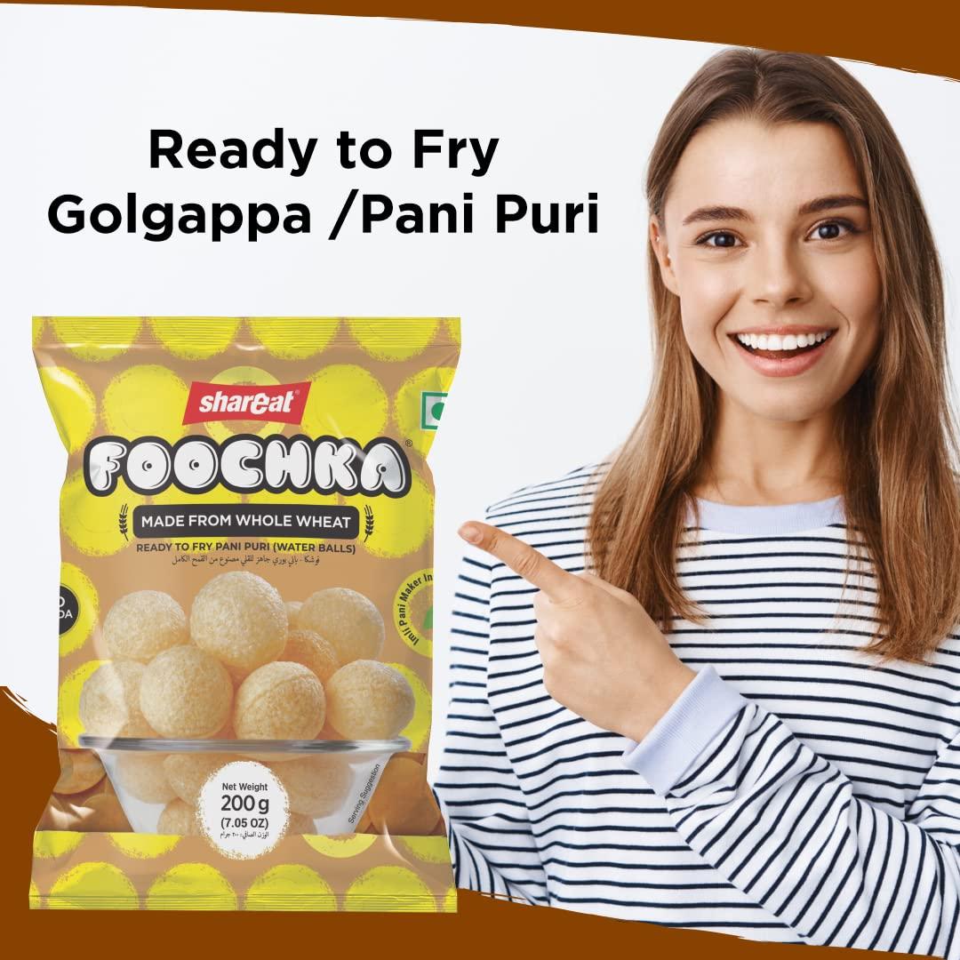 Shareat Pani Puri Kit Ready To Fry Hygienically Made Pani Puri/Golgappa 300 Puri In Packets And 2Litre Phudina Pani Maker & 1.4 Imli Pani Maker Foochka Mint Kit by Shareat (pack of 4),4 Piece Set
