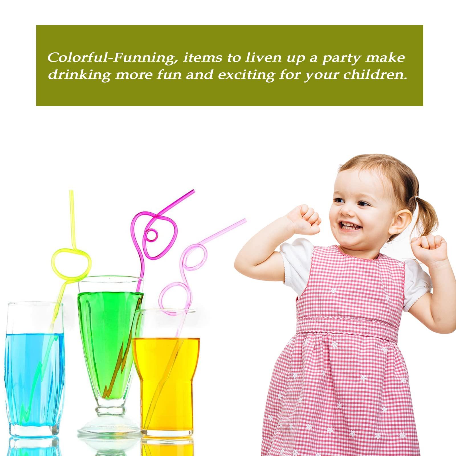 SAFE-O-KID Safe-O-Kid Newly Launched- REUSEABLE Straws for Kids, Funny Twists Drinking Straws for Birthday Parties,Colourful,8 Pcs, Assorted Colours