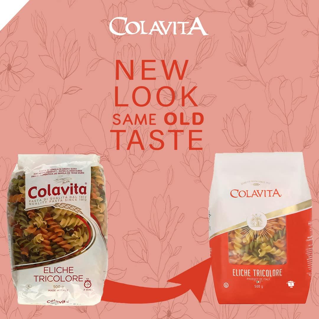 COLAVITA Colavita Eliche Tricolore Pasta (500g) | Durum Wheat Pasta | Imported From Italy Healthy l Best for Kids