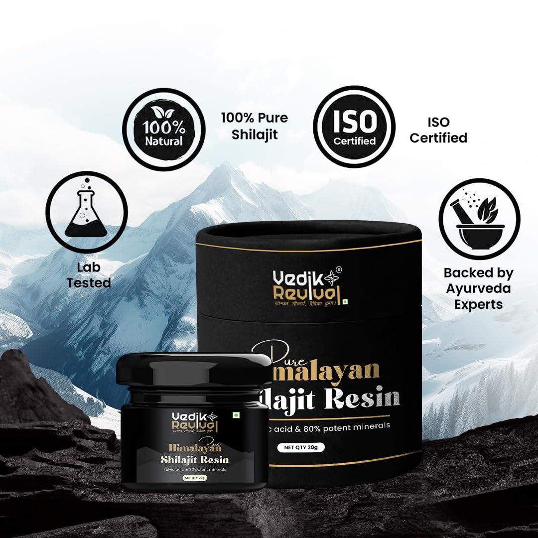 VEDIK REVIVAL Vedik Revival Pure Himalayan Shilajit Resin - Natural Rems for Endurance & Stamina - Organic Benefits with pure shilajit 20 gm
