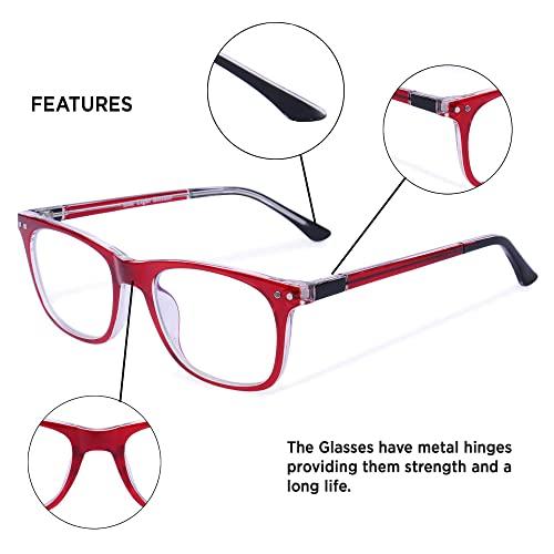 Eyevy Eyevy® BlueX KIDS | Zero Power Blue Light Filter & Anti glare Computer Eyeglasses | UV Protected Spectacles | Transparent Frame Reading Glasses For Age 5 to 10 | Red