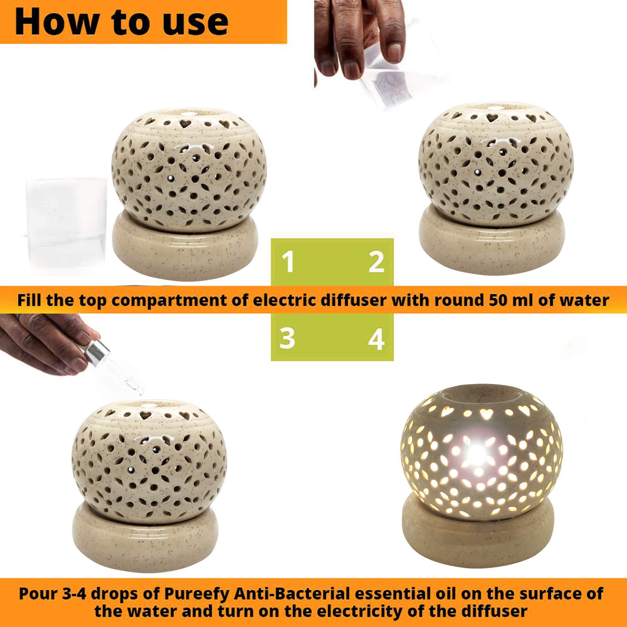 Invert Fragrances Invert Fragrances Sphere Shape Ceramic Electric Aroma Oil Diffuser Natural Air Freshener with Fragrance for Home, Office Fragrance : Lavender Oil