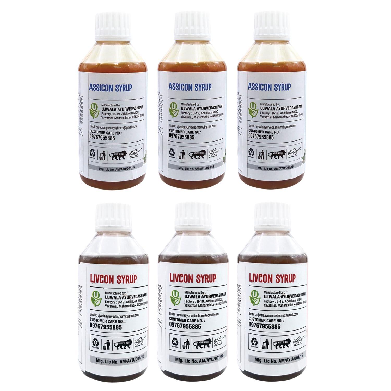 Ujwala Ayurvedashram Ujwala Ayurvedashram Livcon Syrup And Assicon Syrup | One Month Kit | Health & Weight Gain Syrup - Syrup, 1200 Ml