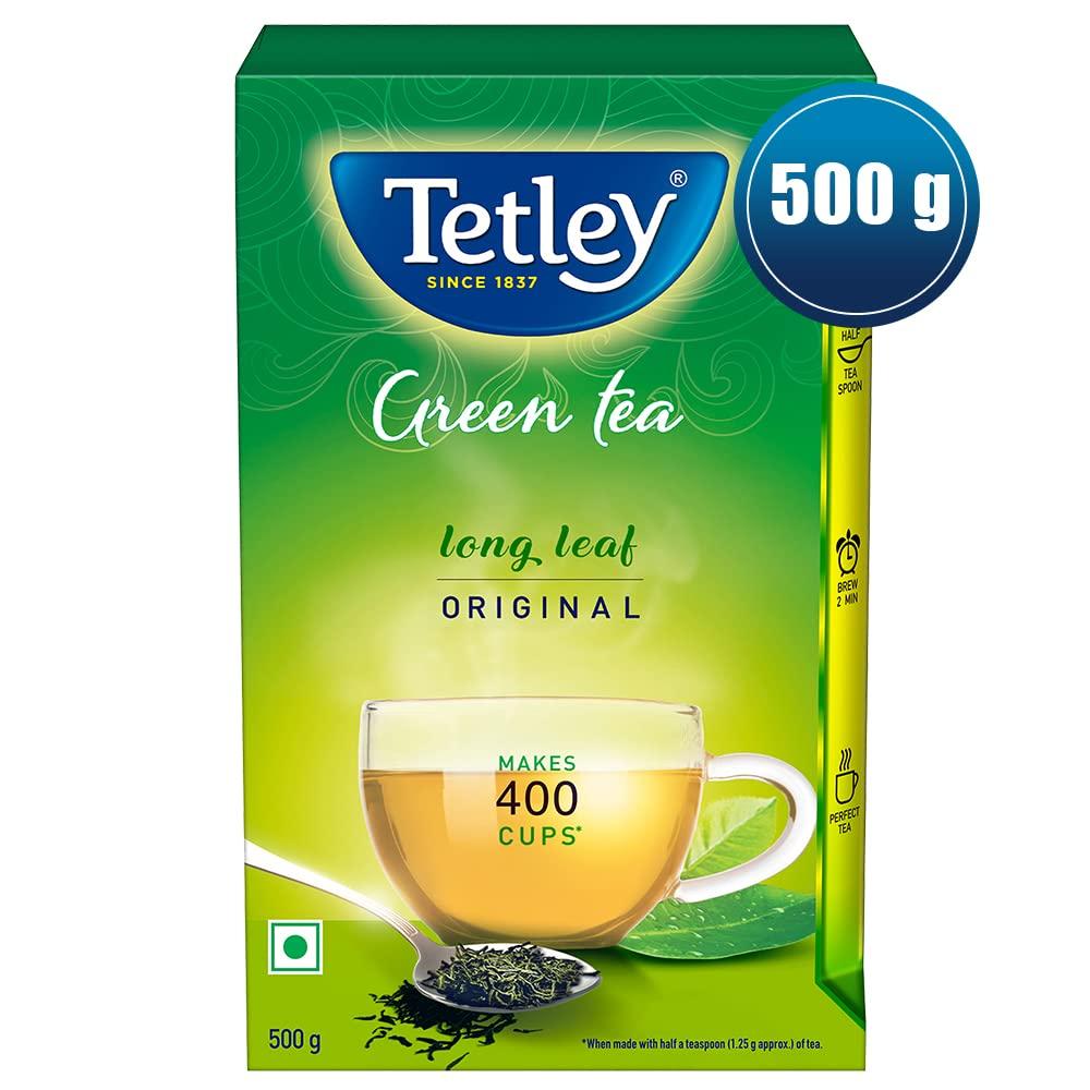 Tetley Tetley Long Leaf Original | All-natural Green Tea with Anti-Oxidants | Green Tea | 500g & Tetley Green Tea Bags, Ginger Mint Lemon, 25 Tea Bags