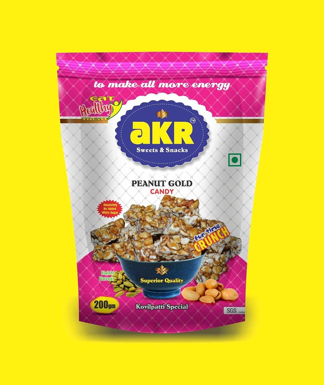 AKR AKR - Peanut Candy Gold Elaichi Flavour - Pack of 4 x 200g (800g)