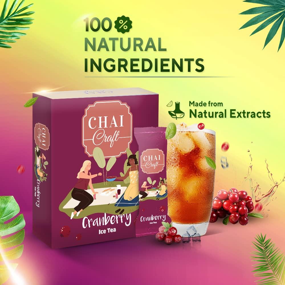 Chai Craft Chai Craft Instant Cranberry Ice Tea (10 sachets)- Instant Iced Tea Berry-licious Cranberry Flavour Premix I Ready to drink in 30 secs I Perfect Ice Tea for summer
