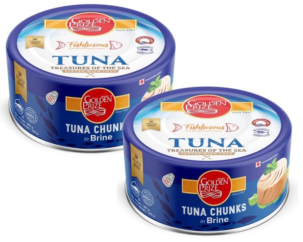 Golden Prize Golden Prize Tuna Chunks in Brine, 185g(Pack of 2)