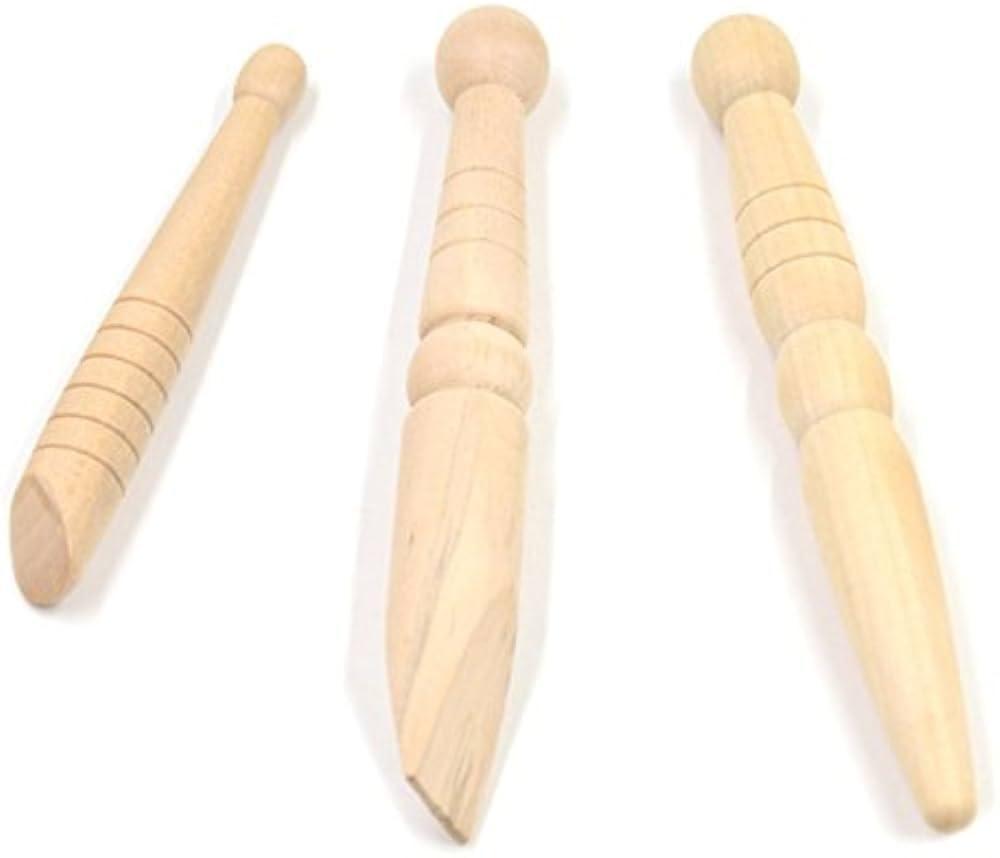 AcuPhysio AcuPhysio 3 Pieces Reflexology Foot Hand Massage Wooden Stick Tools Wood Health Therapies Traditional Tool Thai Massage Body Foot Hand Face Neck Back Waist Relief
