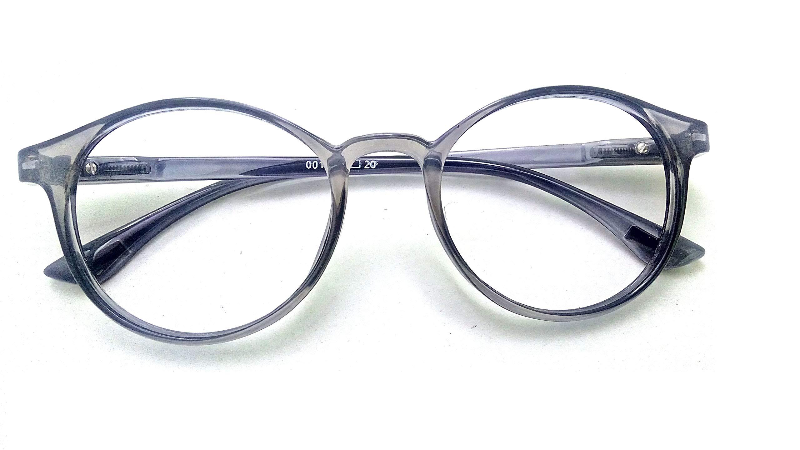 N Specs N Specs Anti Reflective Glasses Grey Coloured TR Fully Light Weight Ovel Type Unisex Frame With Zero Power Reflection Free Computer Glasses (Green Anti Reflected Glass)