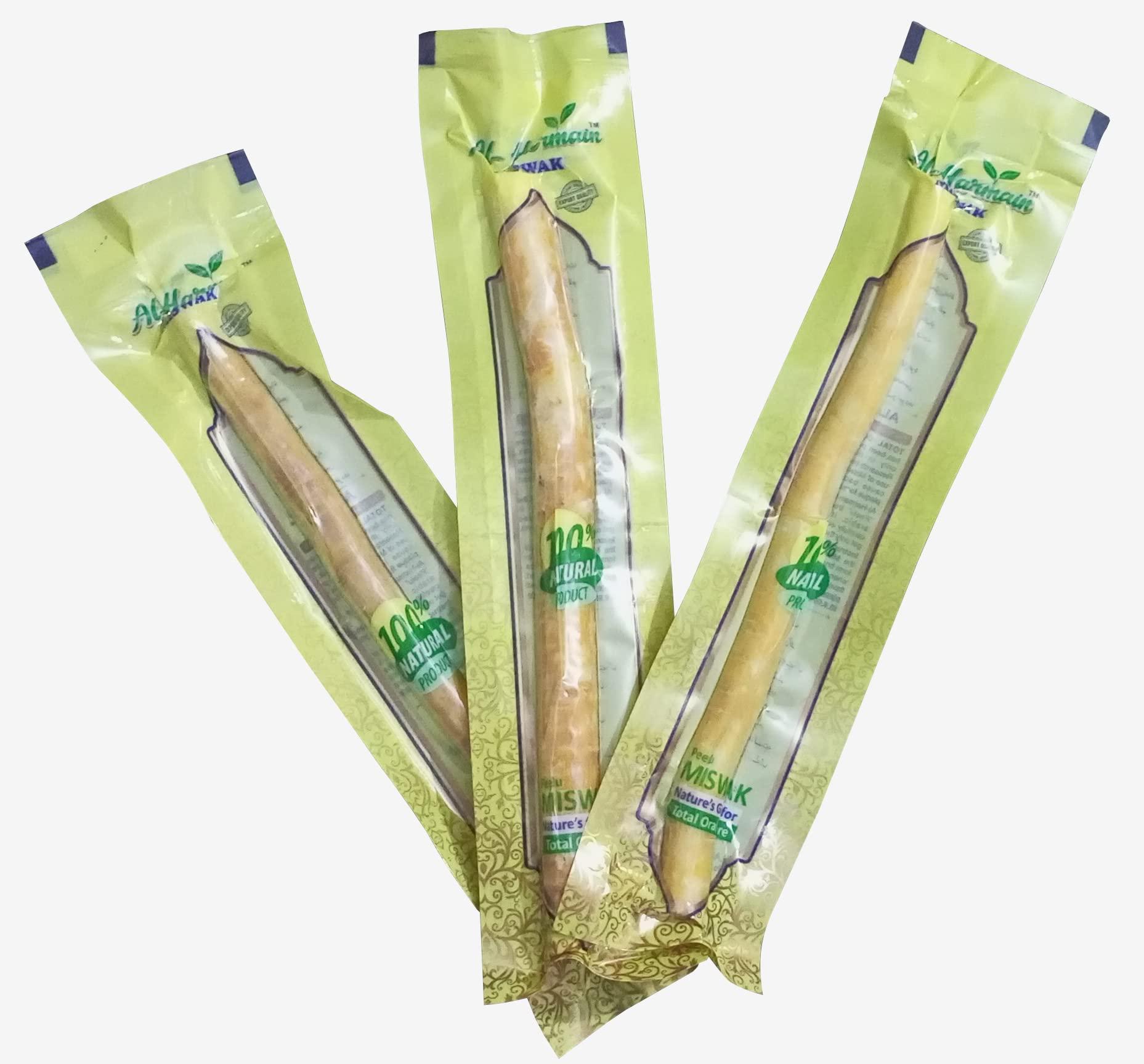 PYARE SALES Adult Miswak Stick Natural Manual Toothbrush (Pack Of 3) Wooden Miswak Manual Toothbrush Stick For White & Healthytooths