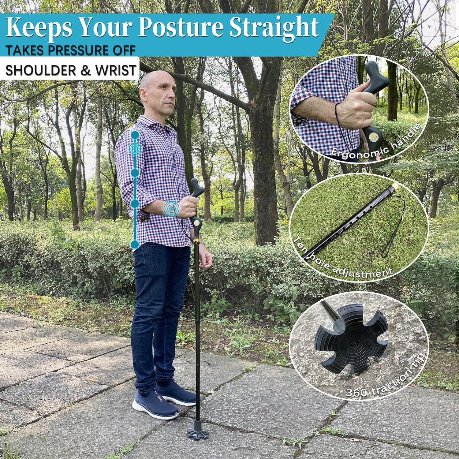 DHVYANT MART DHVYANT MART Modern Heavy Duity Foldable Walking Cane Adjustable Anti-Slip Walking Stick Ergonomic Campbell Handle Used for Seniors Balance Comfortable & Easy to Carry for Travel Pack of 1