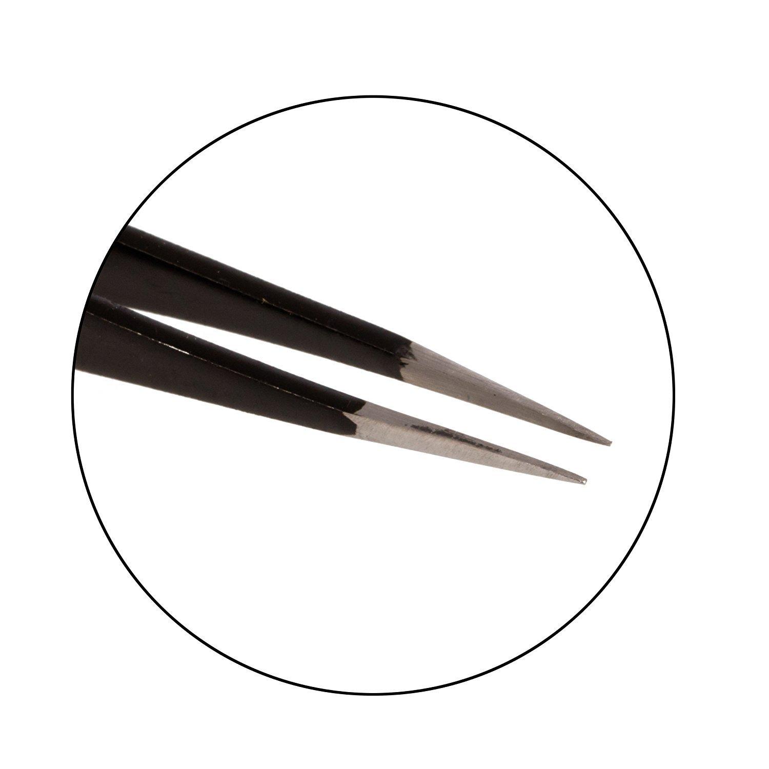 Eliminer Eliminer Stainless Steel Pointed Tweezers, Black