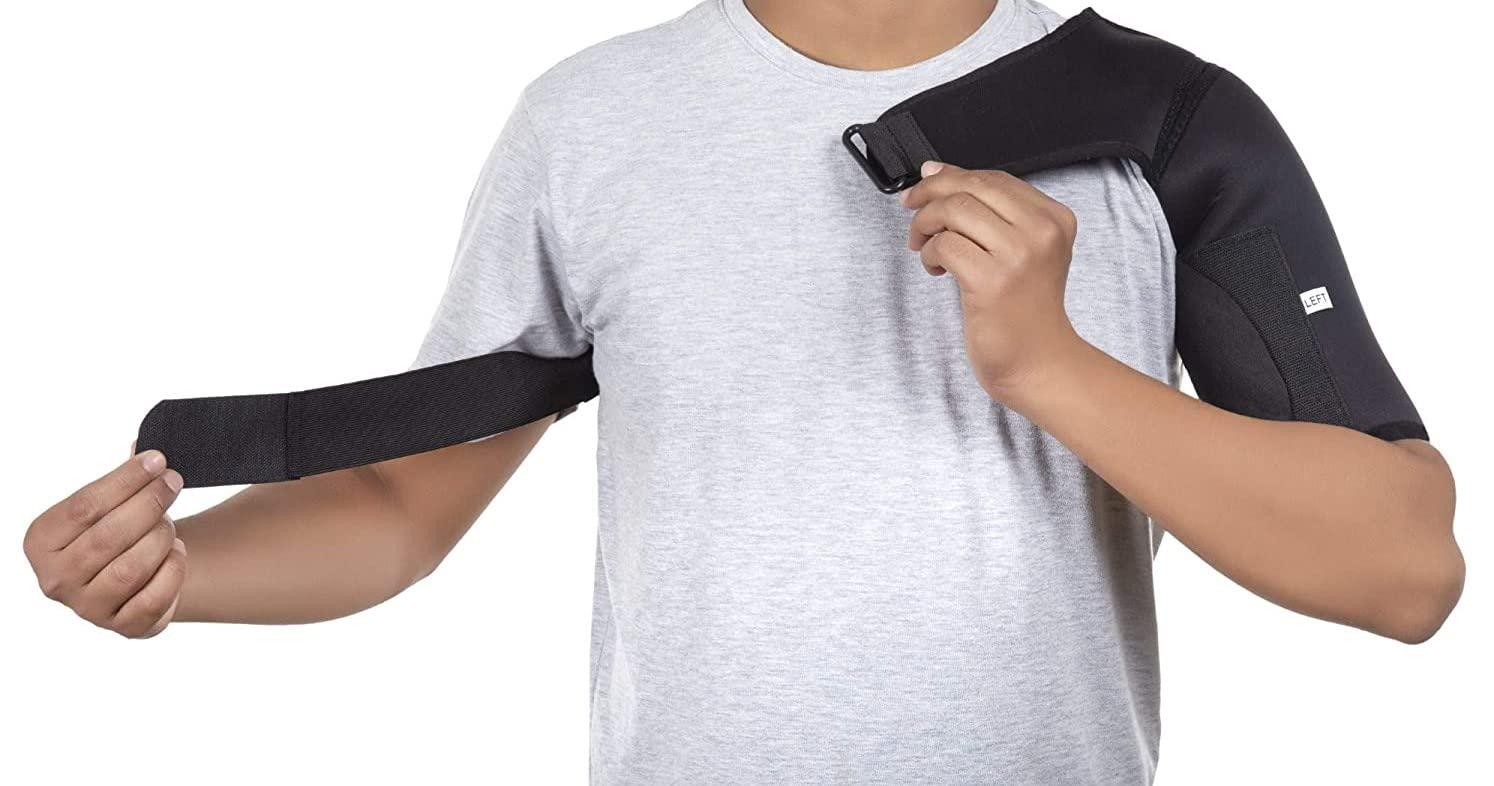 WITZION Witzion Universal Shoulder Support Brace With Adjustable Stretch Strap Wrap Belt | Suitable To Rotator Cuff, Dislocated AC Joint, Shoulder Pad, Shoulder Pain For Men & Women (Left)