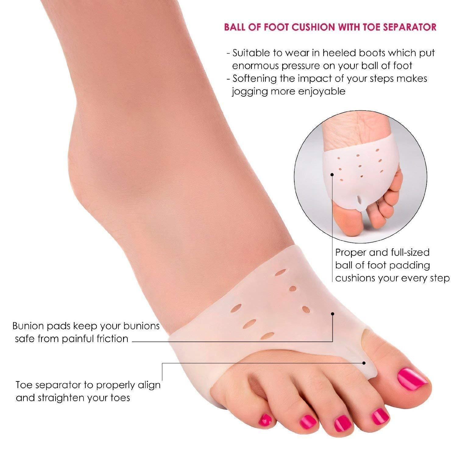 Conziv Conziv Foot Thumb Protector Tool | Tip Toe protector Half Sleeve Anti-Skid Forefoot Soft Pads Toe Sleeve Gel Toe Cap Cover for Corn Callus Blisters Pain Reliever For Man and Women -Set of 2