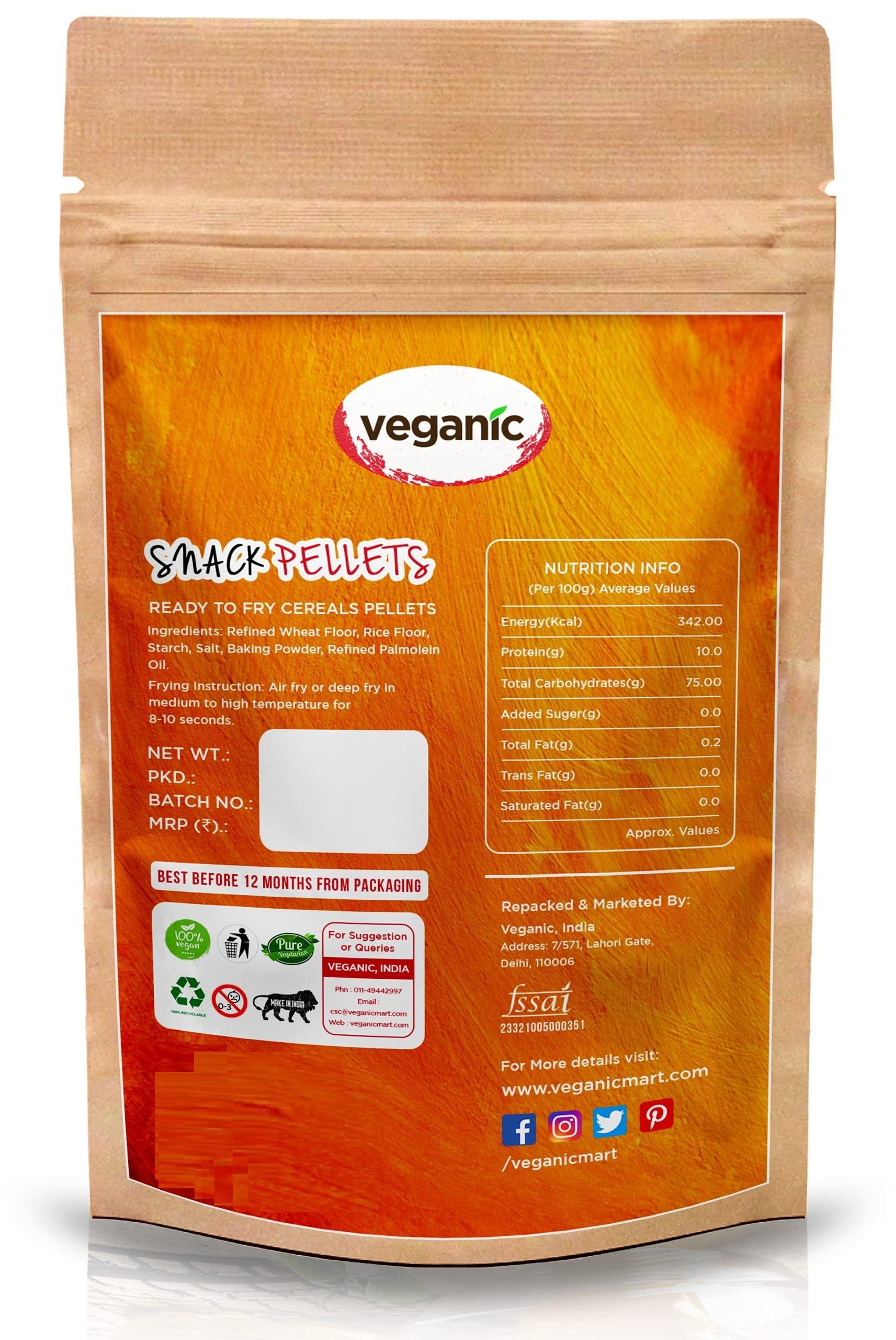 Veganic Fryums Snacks Chips | Ready to Fry | Oval Shape Crunchy Fryum by Veganic | 3D Fryums Snack Pellets | Tastemaker Inside| Papad Chips | Fry Or Microwave | 250 gm | Vegetarian Tasty Healthy Snacks