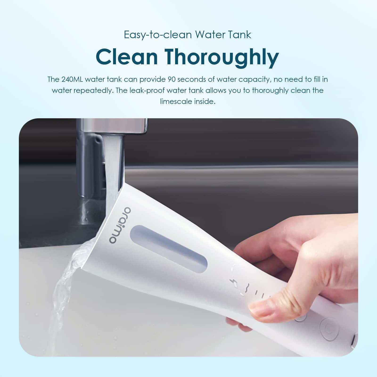 Oraimo Oraimo Power Water Dental Flosser for Teeth,Smart Cordless Oral Irrigator | 220 ml Tank Capacity| 6 Modes Quickly Clean the 99% Food Residues and Plaque| With 4 Functional Jet Nozzles | IPX7 Waterproof Water Flosser