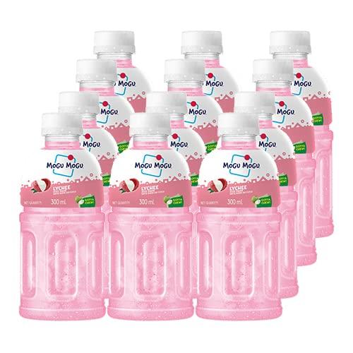 Mogu Mogu Mogu Mogu Lychee Juice with 25% NATA De Coco | Energy Booster Drink | Full of Natural Fruit Fibres | No Added Preservatives and Artifical Colours - 300ml(Pack of 12)