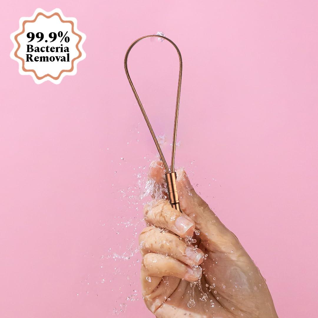 Perfora Perfora Copper & Silver Tongue Cleaner Combo for Men & Women | For Fresh Breath & Bacteria Removal | Improved Taste Sense & Oral Hygiene 100% Pure Indian Copper Tongue Scraper To Prevent Bad Breath