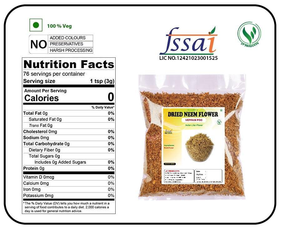 3V PRODUCTS 3V PRODUCTS Dried Neem Flower 50g | Veppam Poo | Dried Indian Lilac Flower for (Tea, Eating, Skin Care, Hiar Care & Health Benifits)