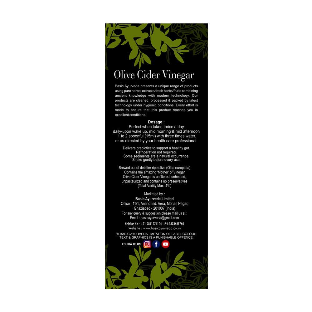 BASIC AYURVEDA Basic Ayurveda Olive Cider Vinegar Premium Jaitoon Sirka With Mother Of Vinegar | Daily Dose Of Wellness Holistic Health Benefits | One Solution Of Holistic Health- 1. Ltr Pack