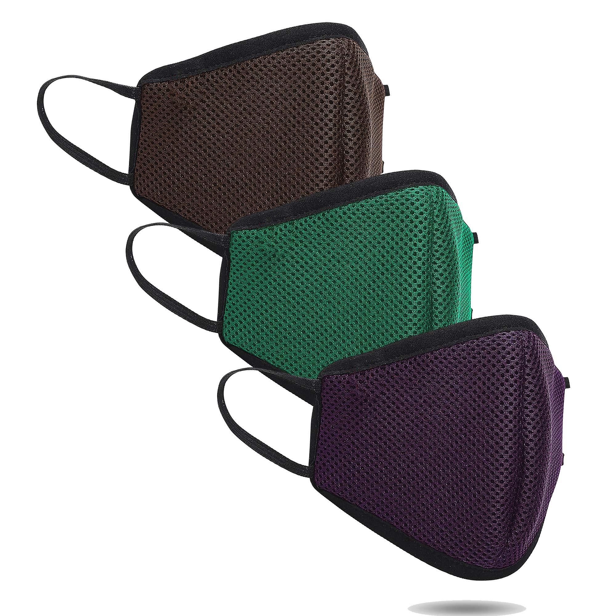 BLACKSMITH BLACKSMITH Steelshield - 7 Layer Protection Lab Certified 99% Filtration Reusable and Washable Unisex Anti-Pollution Fabric Mask for Protection from Dust - (Pack of 3) Green Brown Purple
