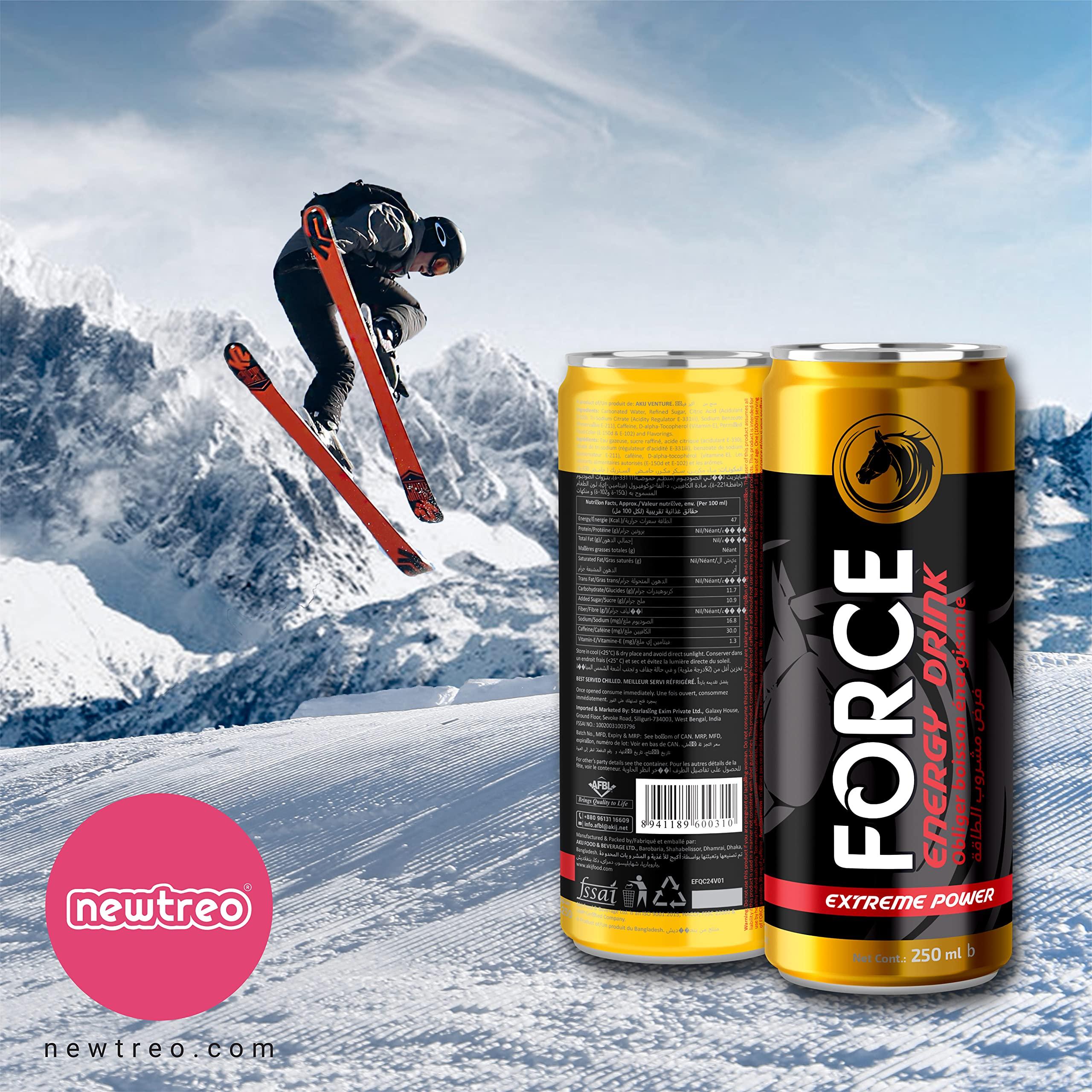 FORCE ENERGY DRINK FORCE ENERGY DRINK | Imported | 75mg caffeine, Vitamin E| Extreme Power | 6 x 250ml ml can | Pack of 6 Cans