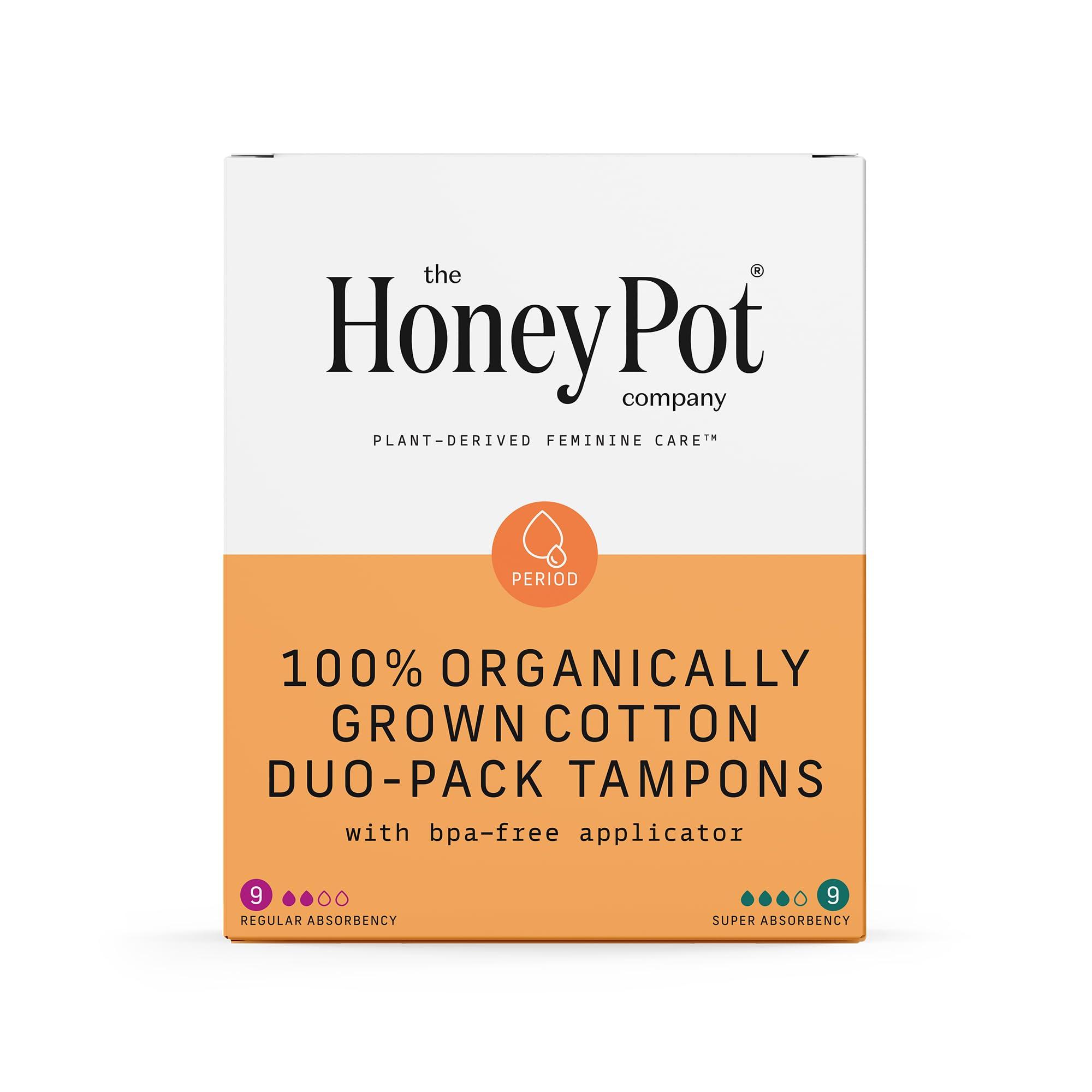 The Honey Pot The Honey Pot 100% Organic Duo-Pack Regular-Super Tampons 18 Count - unscented Organic Cotton with bio-Plastic applicator