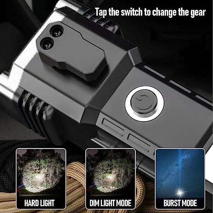 MN_Creation MN_Creation LED 3W Torch Light Rechargeable Torch Flashlight,Long Distance Beam Range Car Rescue Torch with Hammer Window Glass and Seat Belt Cutter Built in Mobile USB Fast Charger Power Bank